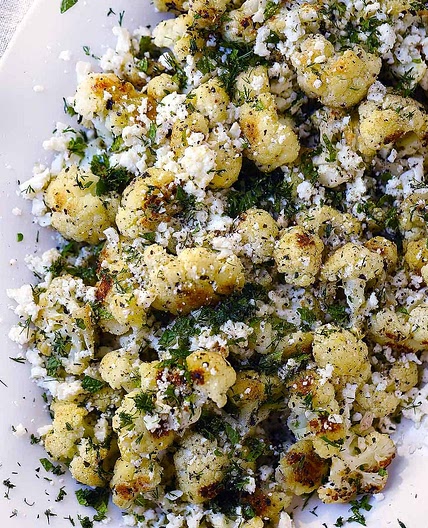Greek Roasted Cauliflower with Feta and Herbs