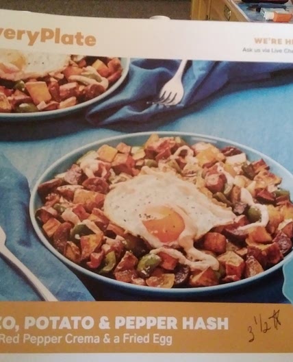 Chorizo Potato & Pepper Hash with Smoky Red Pepper Crema & a Fried Egg