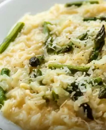Instant pot lemon asparagus risotto with shrimp