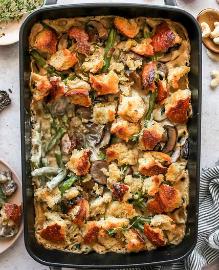 Green Bean Casserole with Cashew Cream (Vegan/Dairy Free)