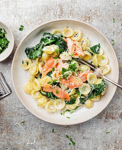 Lachs-Spinat-Pasta