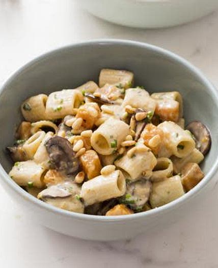 Creamy Rigatoni with Mushrooms, Butternut Squash and Pine Nuts