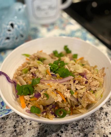 Chicken eggroll in a bowl 