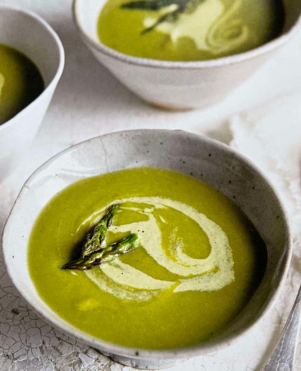 Roasted Asparagus Soup with Pistachio Cream [HMC]
