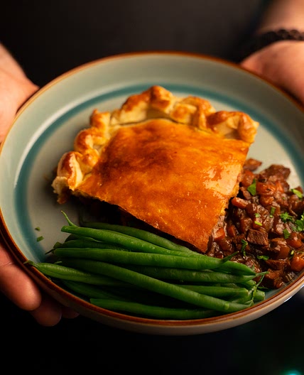 Leftover Beef, Onion & Chestnut Mushroom Pie by Pureety