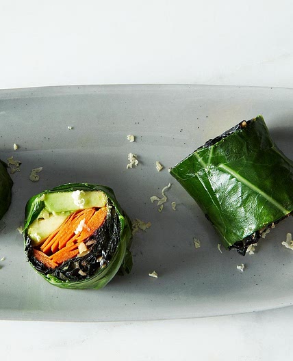 Collard Roll Ups with Coconut Curry Kale