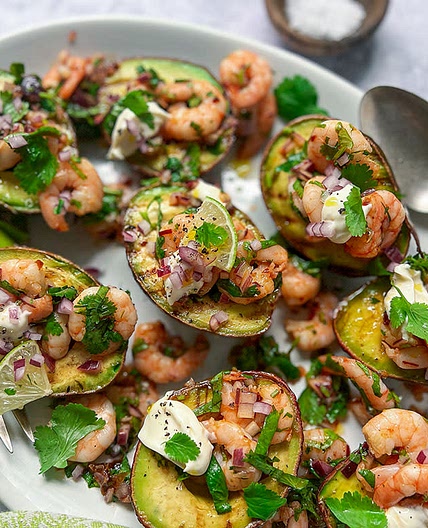 Grilled Avocado With Chipotle Prawns