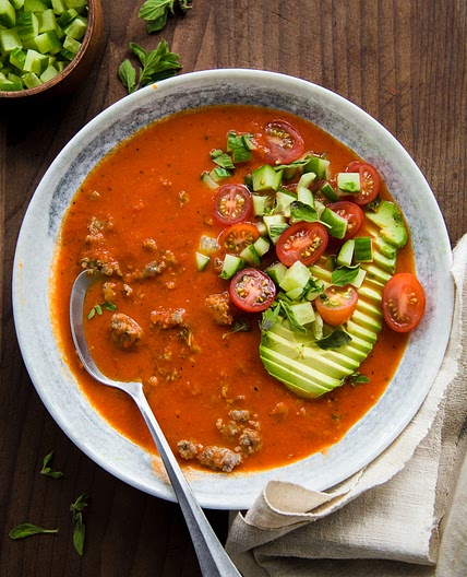 Roasted Red Pepper and Sausage Soup - Whole30, Paleo