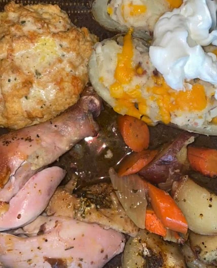 Rosemary Chicken and Loaded Baked Potatoes