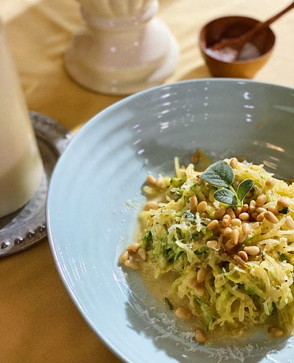 Spaghetti Squash with Creamy Goat Cheese Sauce | Sara Moulton