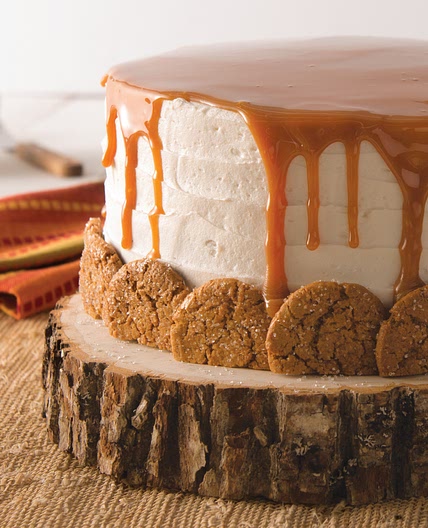 Gingersnap Spice Cake with Cream Cheese Frosting and Caramel