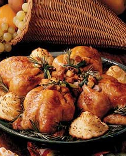 Apricot-Glazed Cornish Hens
