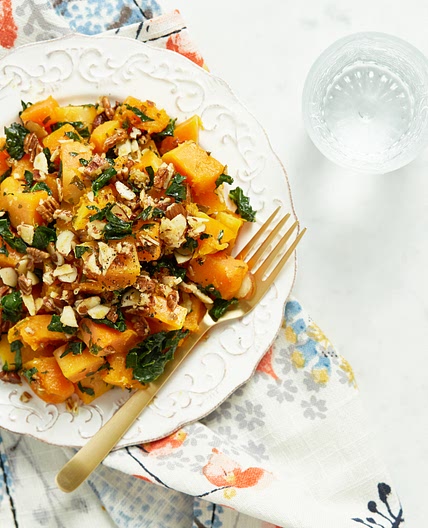 Roasted Butternut Squash with Almond-Pecan Parmesan