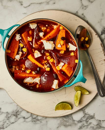 Oven-Baked Mexican Sweet Potato & Corn Broth