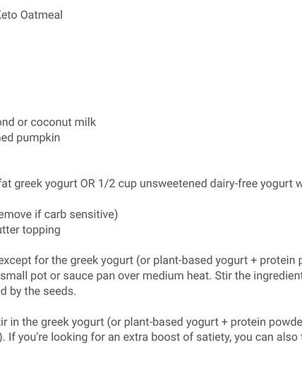 Grain Free Keto Oatmeal
