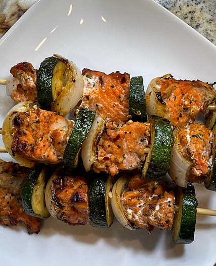 Keto Grilled Salmon Kebobs