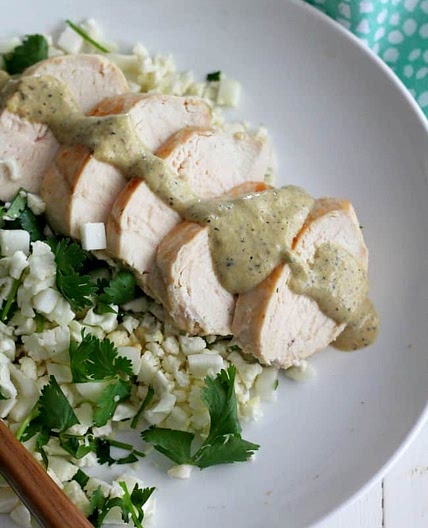 Grilled Chicken with Poblano Cream Sauce