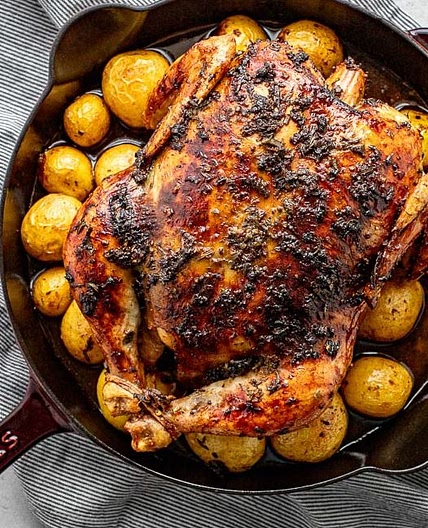 Thanksgiving Chicken & Gravy (Skillet Roast Chicken for a Small-Scale Thanksgiving!)