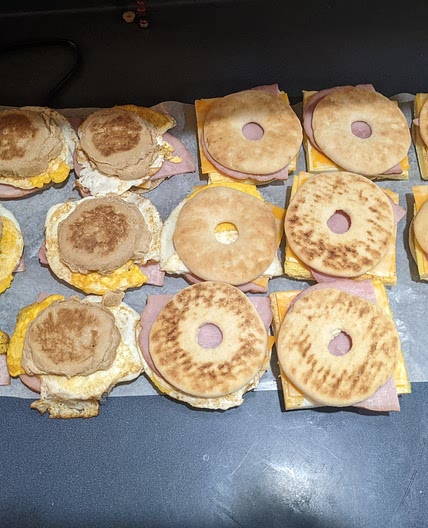 Bagel Thin Ham & Cheese Breakfast Freezer Sandwiches