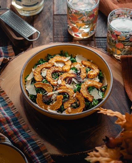 Harvest Salad | Thanksgiving Recipes | Kale & Delicata Squash — The Spice Odyssey