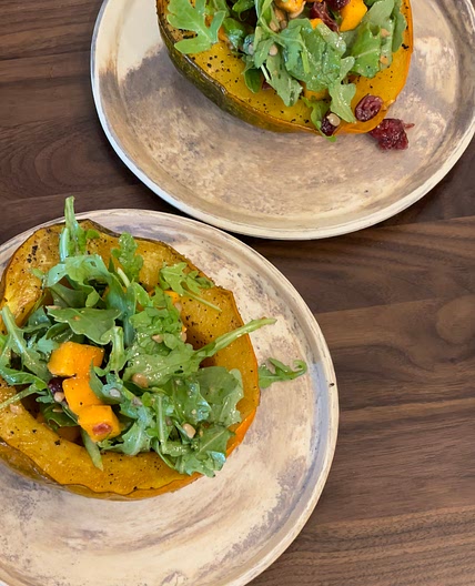Individual Acorn Squash and Persimmon Salad