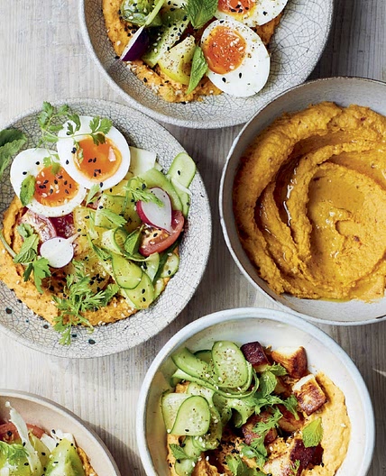 Breakfast Bowl with Red Lentil Dip