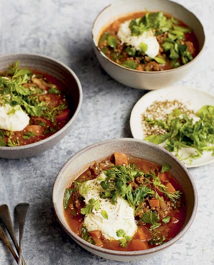 Syrian Carrot and Lentil Stew with Whipped Feta and Za'atar