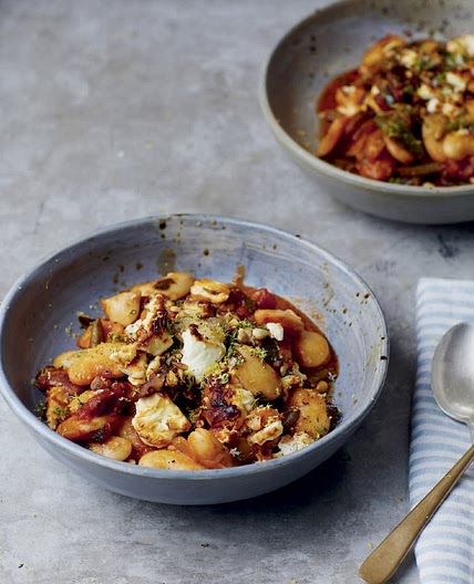 Greek-Style Tomato and Bean Bake with Feta and Honey Topping