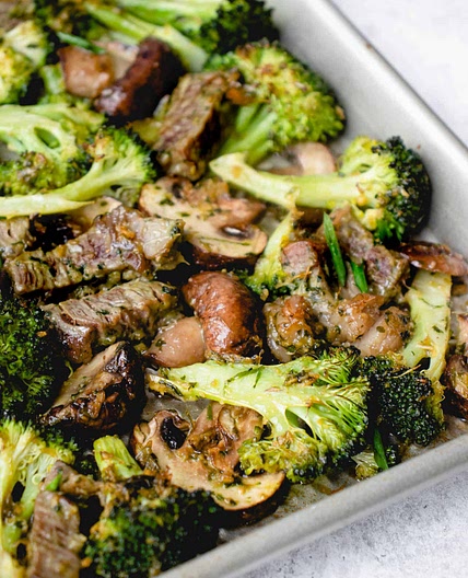 Sheet Pan Beef and Broccoli with Mushrooms (AIP, paleo, Whole30)