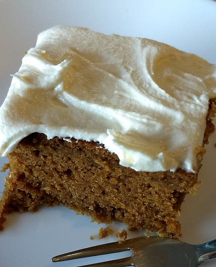 Moist Pumpkin Cake with vanilla frosting