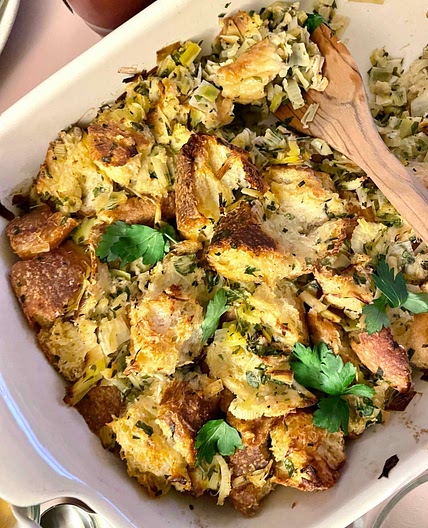 Buttered Stuffing With Celery and Leeks