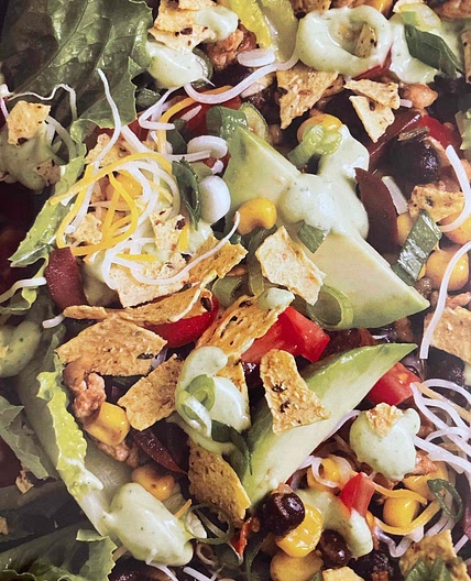 Turkey Santa Fe Taco Salad with Avocado Crema
