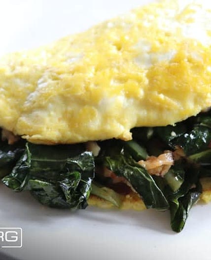 Collard Greens and Bacon Omelette