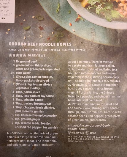 Ground beef noodle bowls