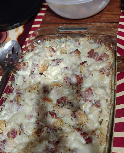 Chicken Bacon Ranch Alfredo Casserole