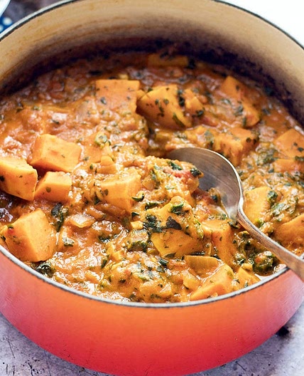 Sudanese sweet potato, spinach and peanut stew