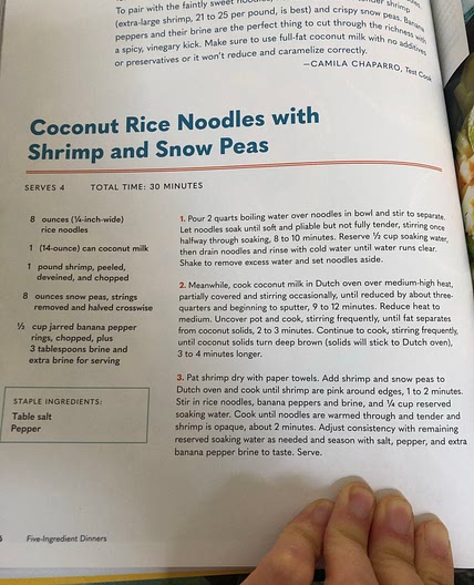 Coconut rice noodles w shrimp and snow peas