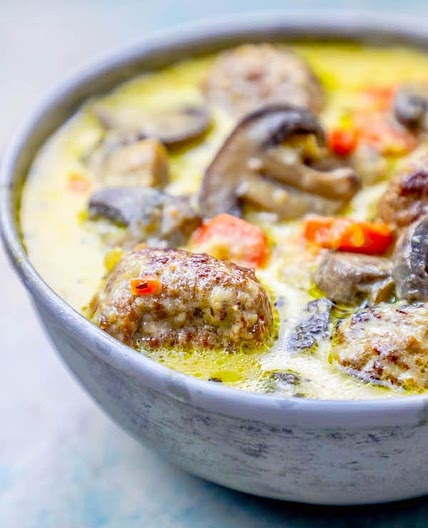 One Pot Creamy Meatball Soup