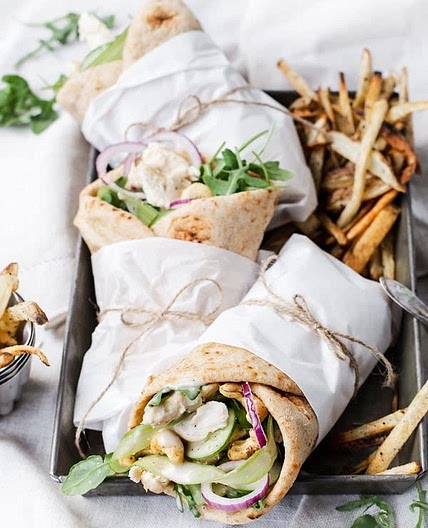 Cashew Caesar Chicken Wraps
