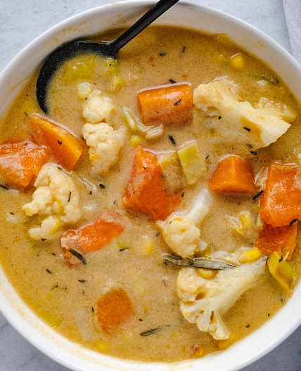 Creamy Miso Squash & Cauliflower Soup