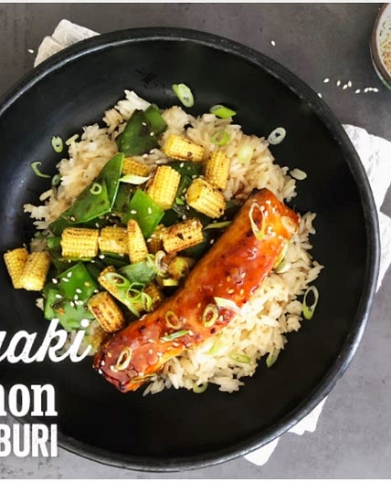 Teriyaki salmon donburi
