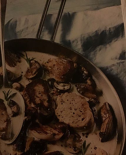 Pan fried pork and mushrooms 
