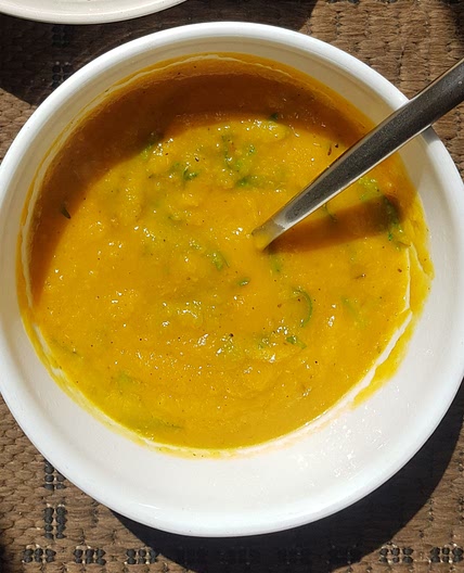 Butternut Squash Soup with spinach