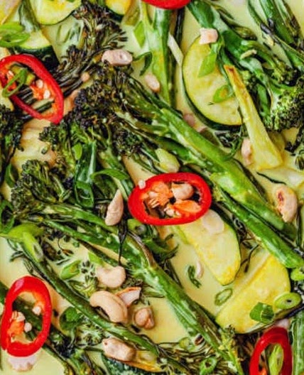 Tenderstem Broccoli and Coconut Traybake