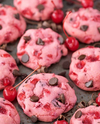 Maraschino Cherry Chocolate Chip Cookies