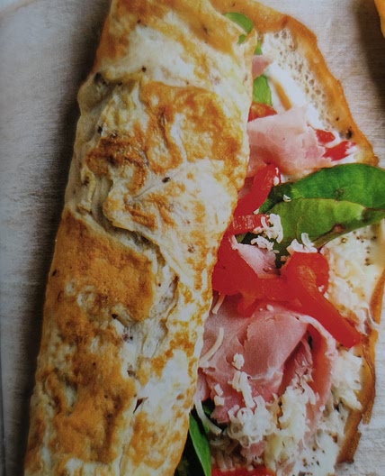Omelette wrap ham cheese and herb