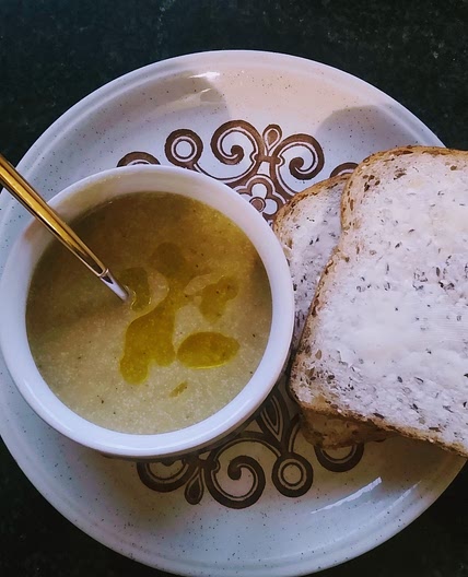 Potato Leek & Zucchini/ Corguette Soup (Vegan)