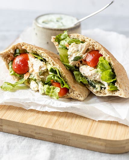 Greek Chicken Salad Pittas recipe on Second Nature