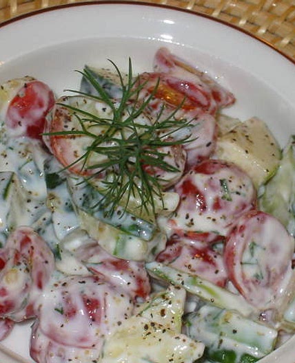 Healthy Creamy Cucumber, Tomato and, Onion Salad Recipe