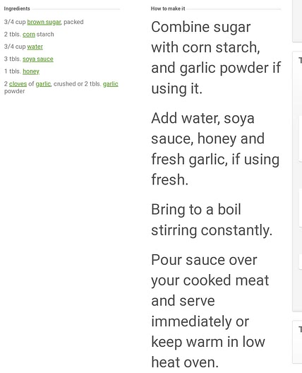 Honey garlic sauce